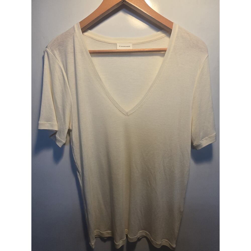 By Malene Birger V Neck Top tshirt neutral minimal size XS extra small Tee